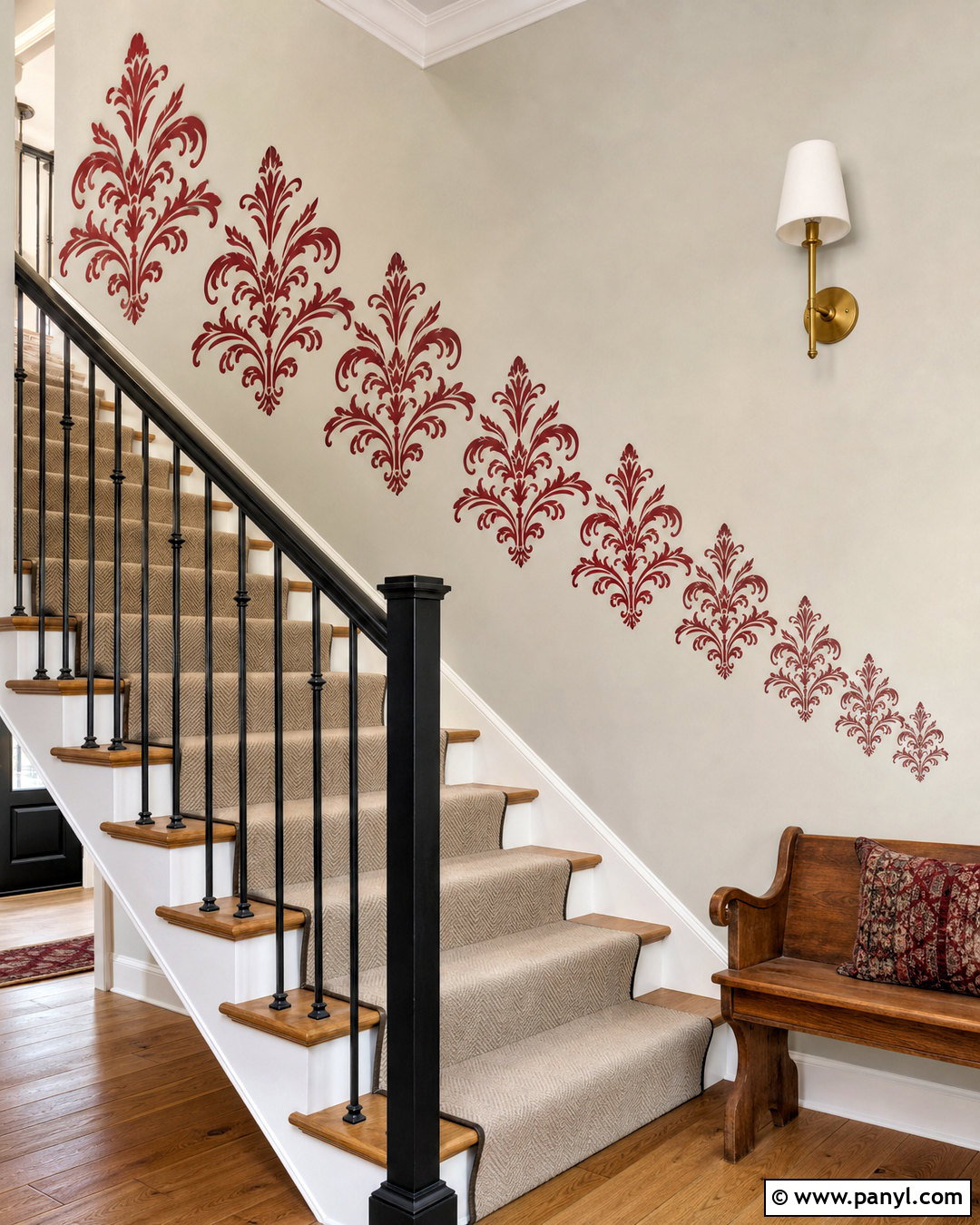 Red Damask Wall Decal Staircase - 20 red damask wall decal ideas
