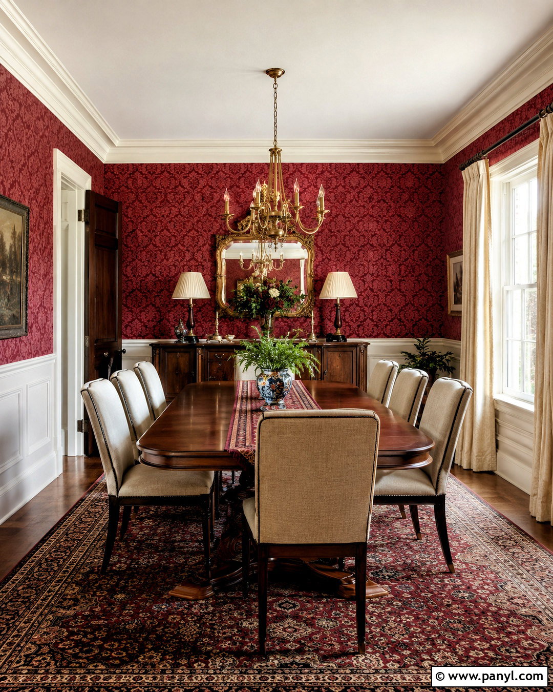 Red Damask Wall Pattern - 20 Vintage Red Wall Pattern Ideas