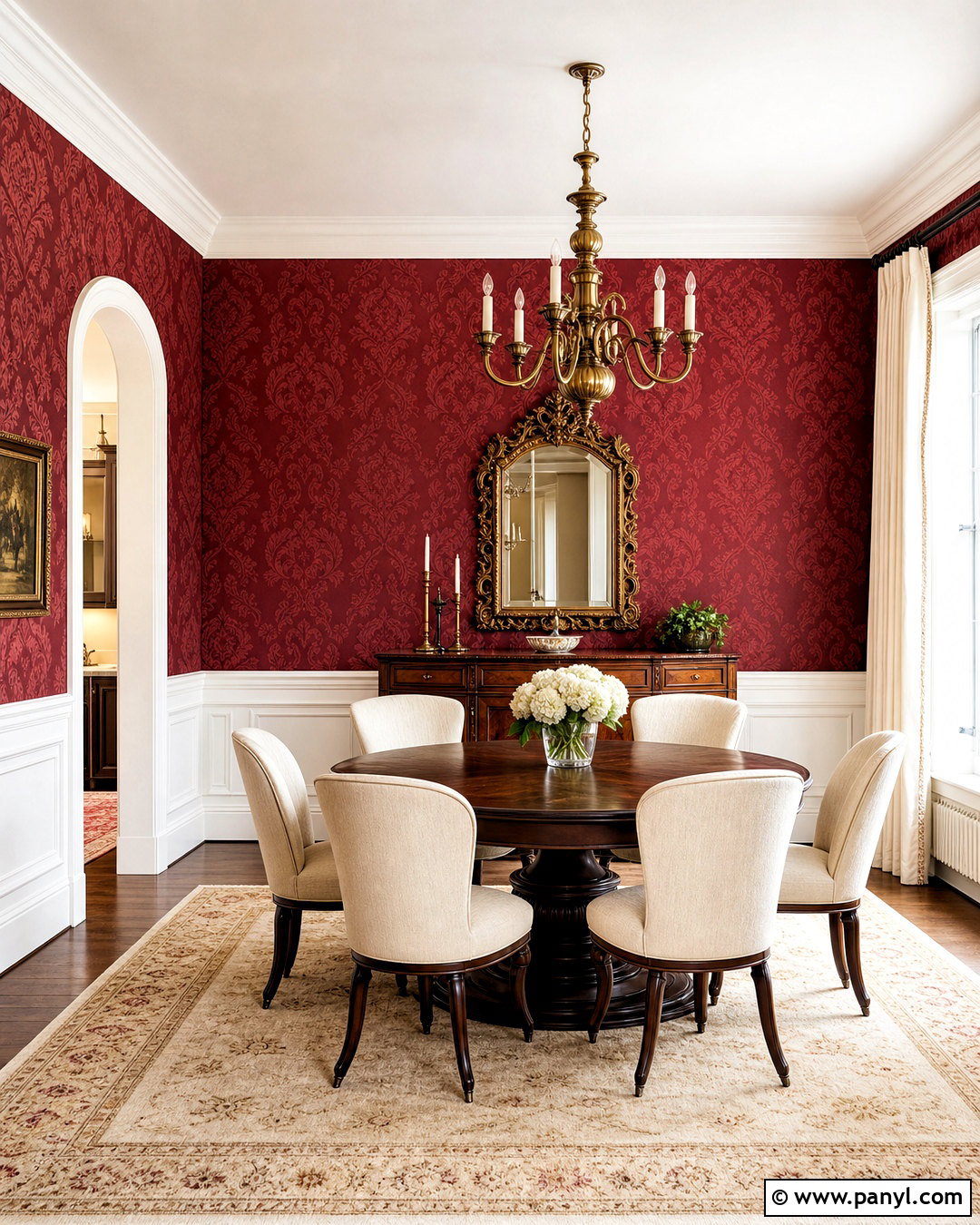 Red Damask Wallpaper Dining Room - 20 red patterned background decor ideas