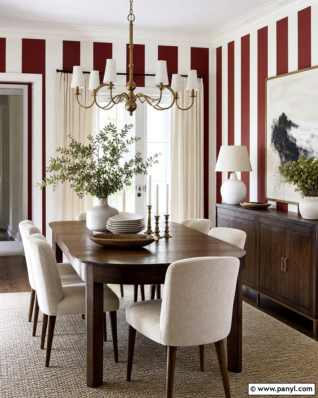Red Dining Room Wall Paint Stripes - 30 Wall Lines Paint Stripes