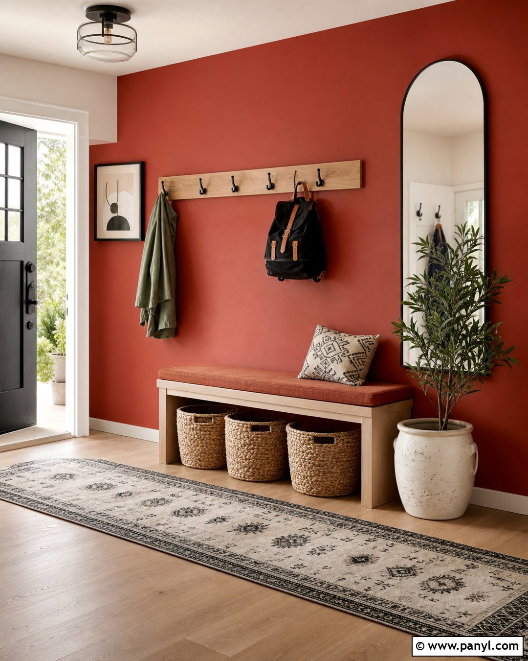 Red Entryway Accent Wall - 20 Red Wall Transformation Ideas