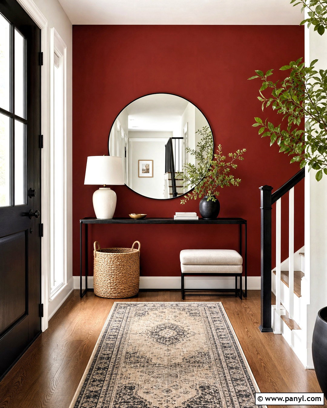 Red Entryway Wall With Console Table - 20 red wall background ideas