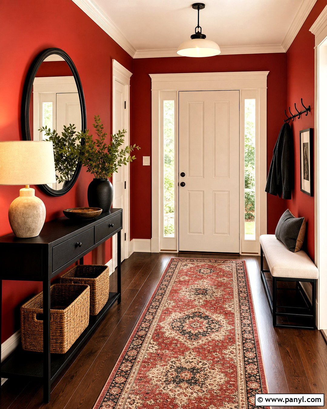 Red Entryway With Black Accents - 20 red house interior ideas