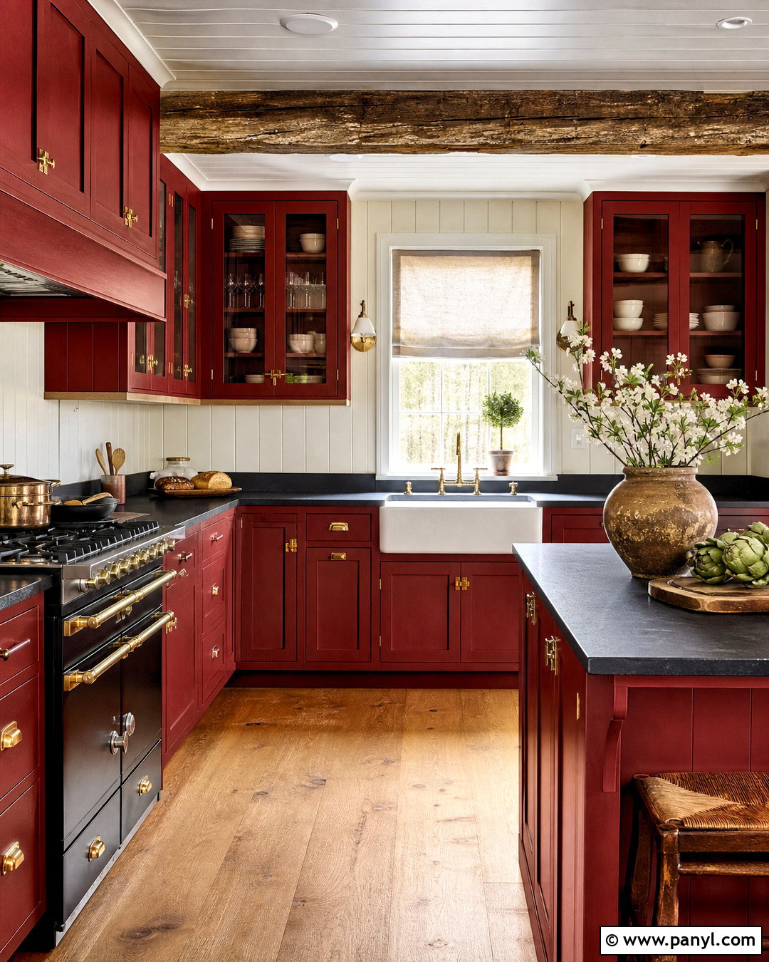 Red Farmhouse Kitchen With Black Countertops - 20 red farmhouse kitchen ideas