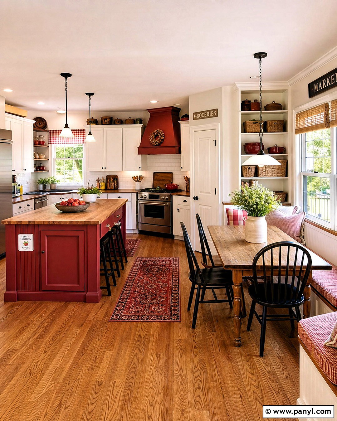 Red Farmhouse Kitchen With Breakfast Nook - 20 red farmhouse kitchen ideas