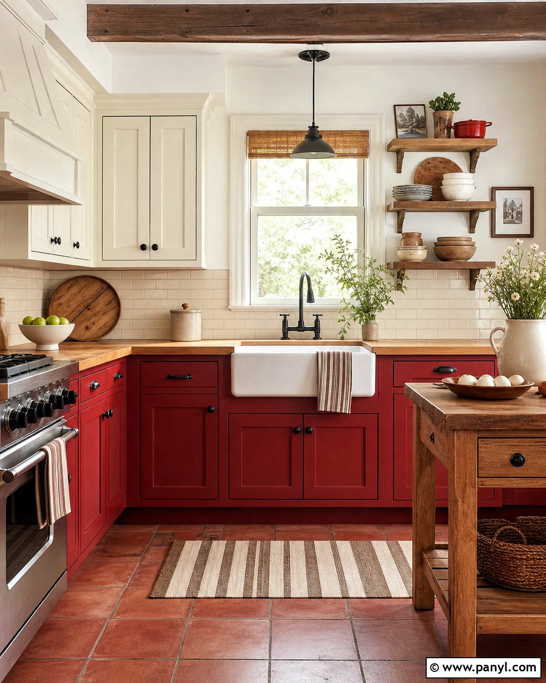Red Farmhouse Kitchen With Butcher Block - 20 red farmhouse kitchen ideas