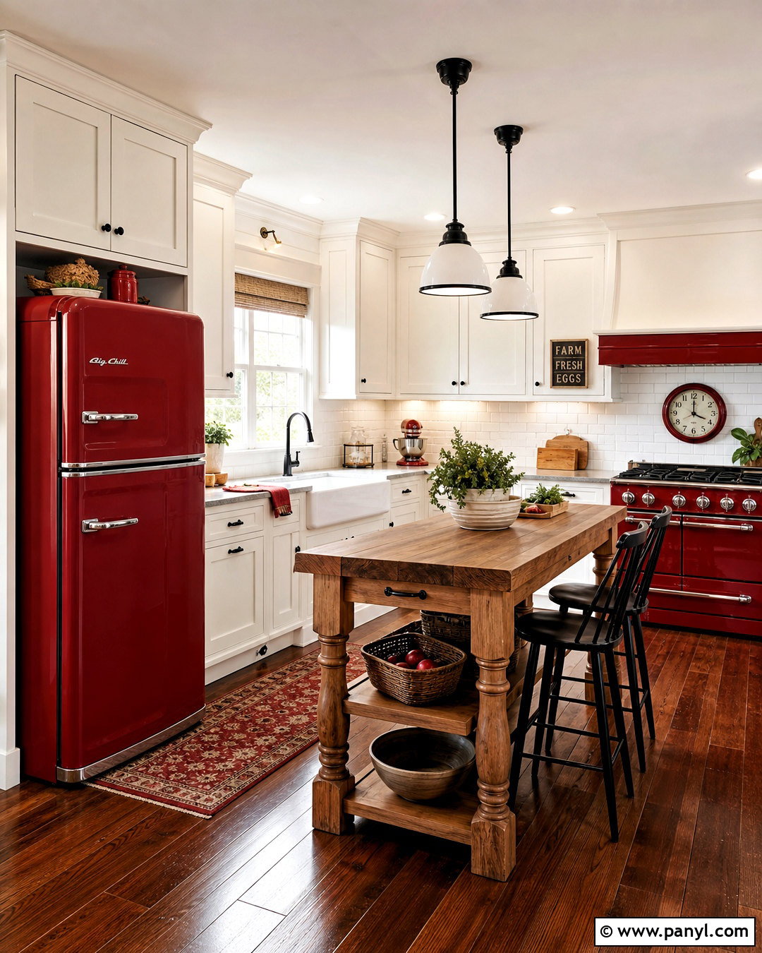 Red Farmhouse Kitchen With Red Appliances - 20 red farmhouse kitchen ideas