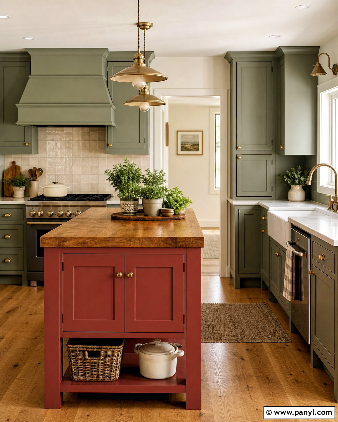 Red Farmhouse Kitchen With Sage Green Cabinets - 20 red farmhouse kitchen ideas