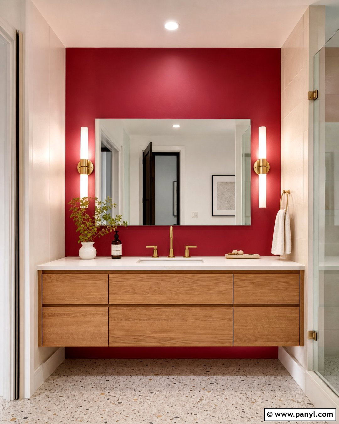 Red Feature Wall Bathroom Vanity - 35 red feature wall ideas