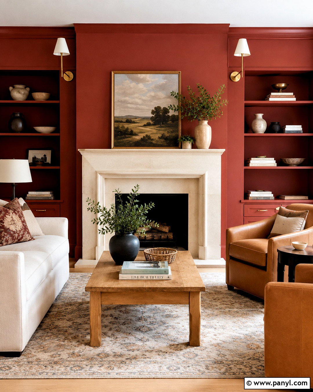 Red Fireplace Wall - 40 Red Walls