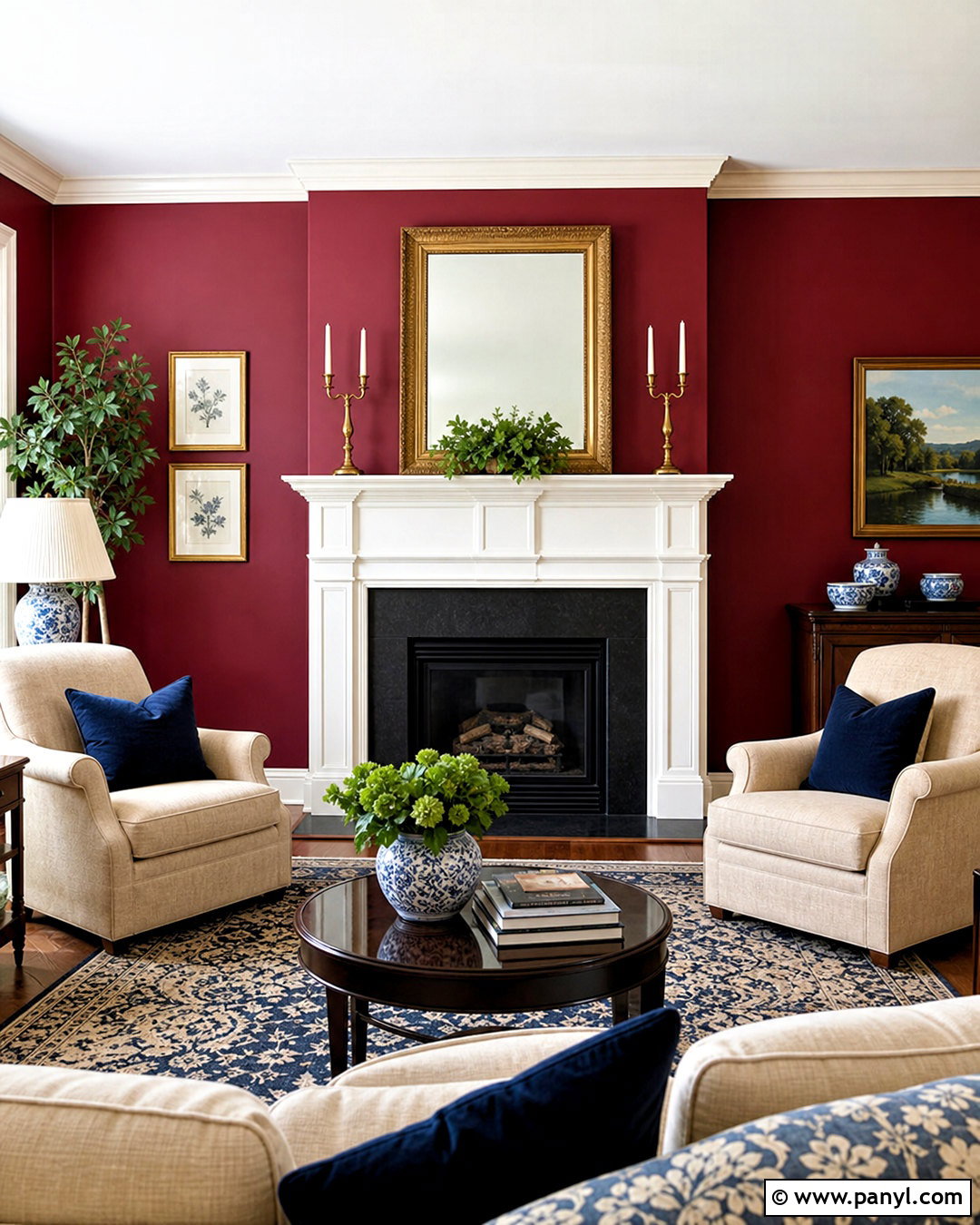 Red Fireplace Wall With White Mantel - 20 red wall background ideas