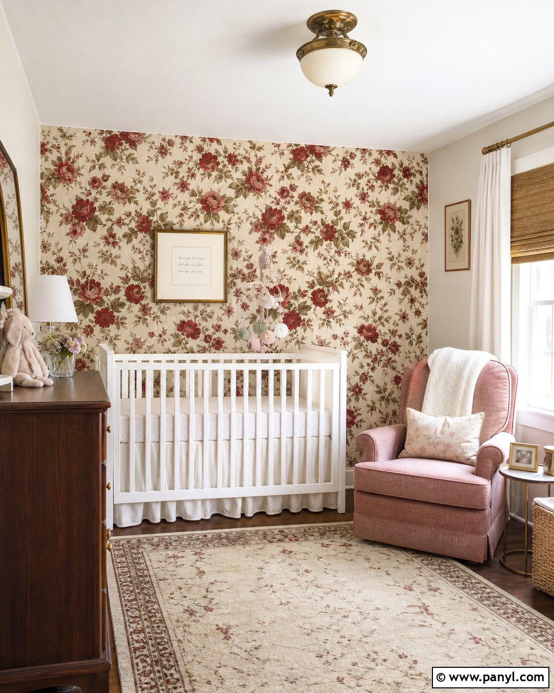 Red Floral Wallpaper Accent Wall Nursery - 20 Red Accent Wall Nursery Ideas