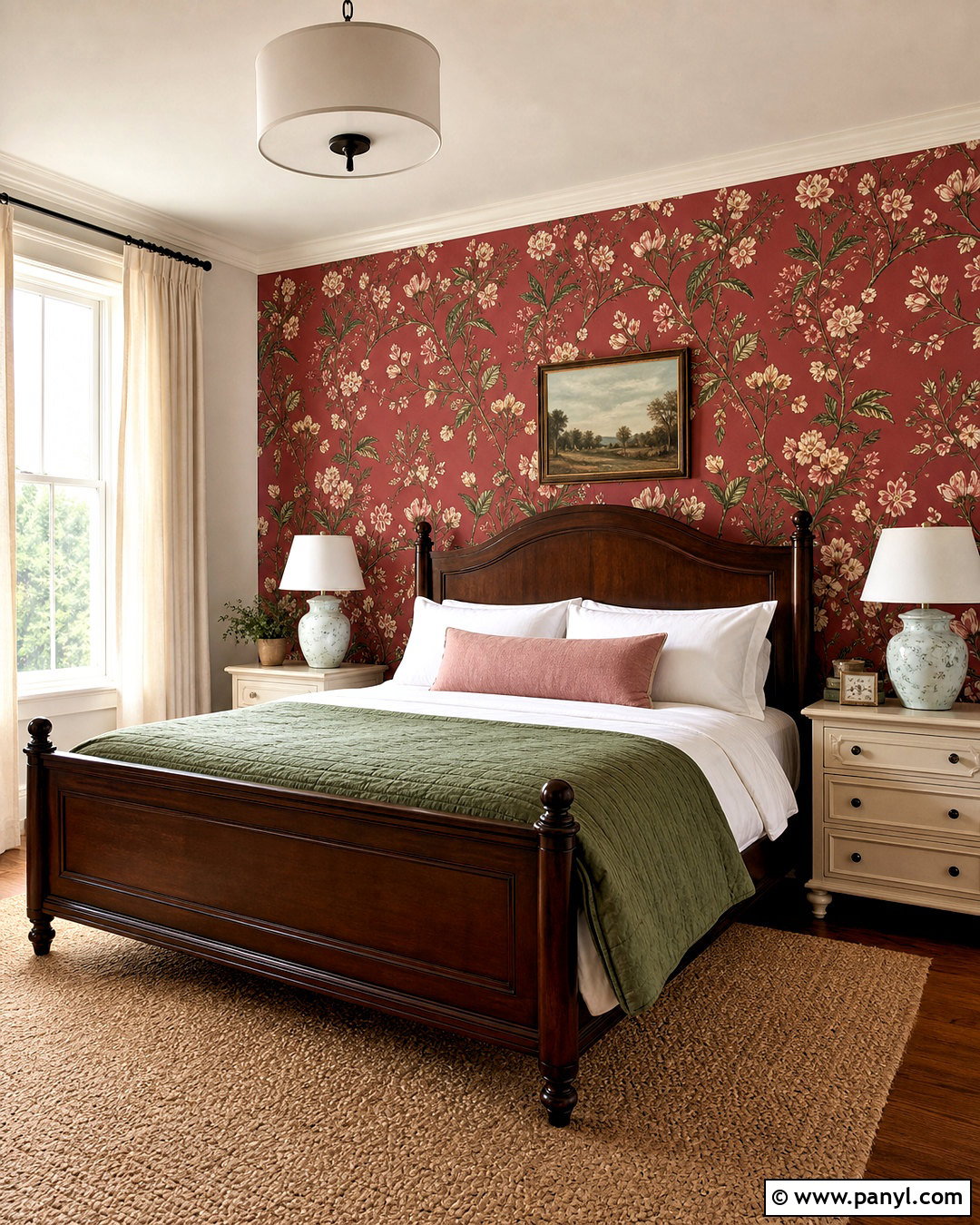 Red Floral Wallpaper Bedroom - 20 red wall decor ideas