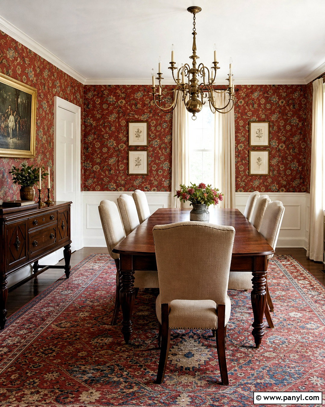 Red Floral Wallpaper Dining Room - 20 antique red floral wallpaper ideas