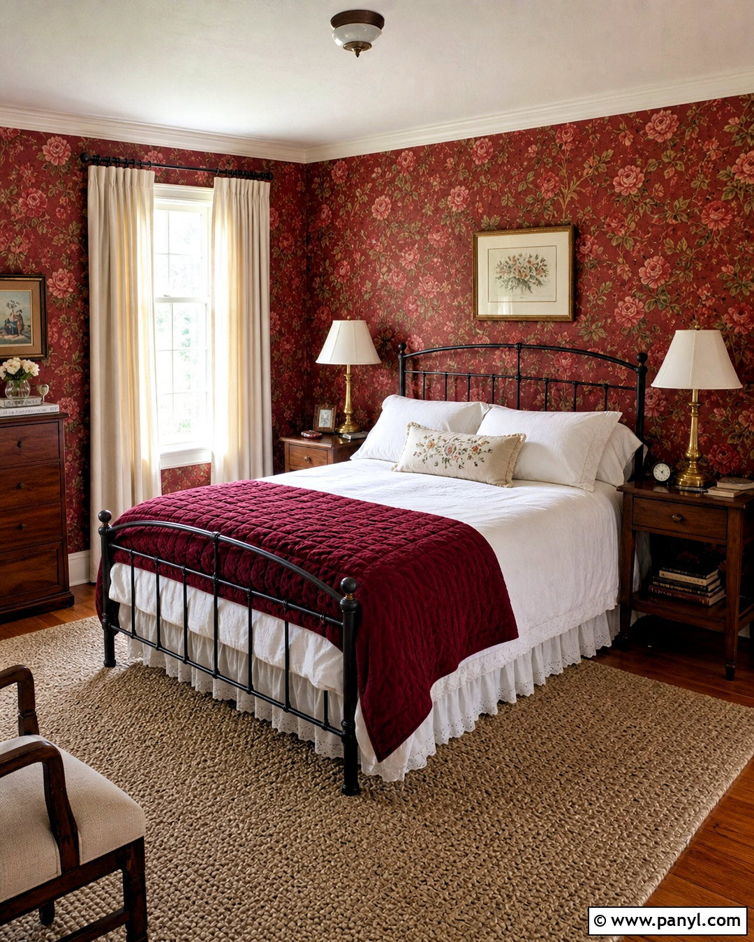 Red Floral Wallpaper Guest Bedroom - 20 antique red floral wallpaper ideas