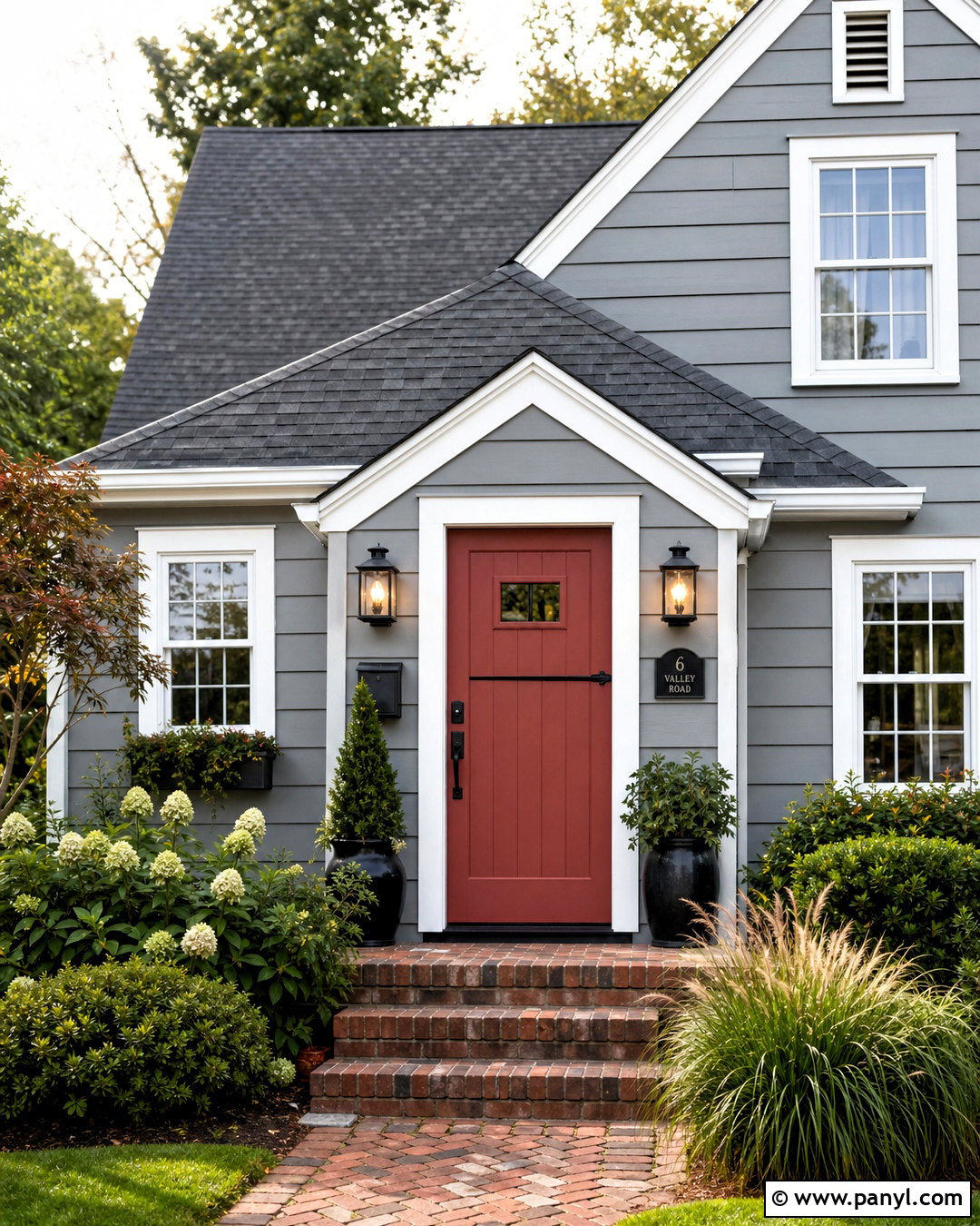 Red Front Door With Gray House - 20 grey house door color ideas
