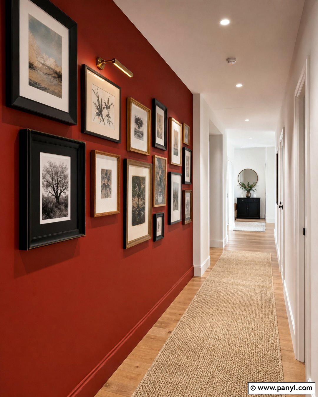Red Gallery Feature Wall Hallway - 35 red feature wall ideas