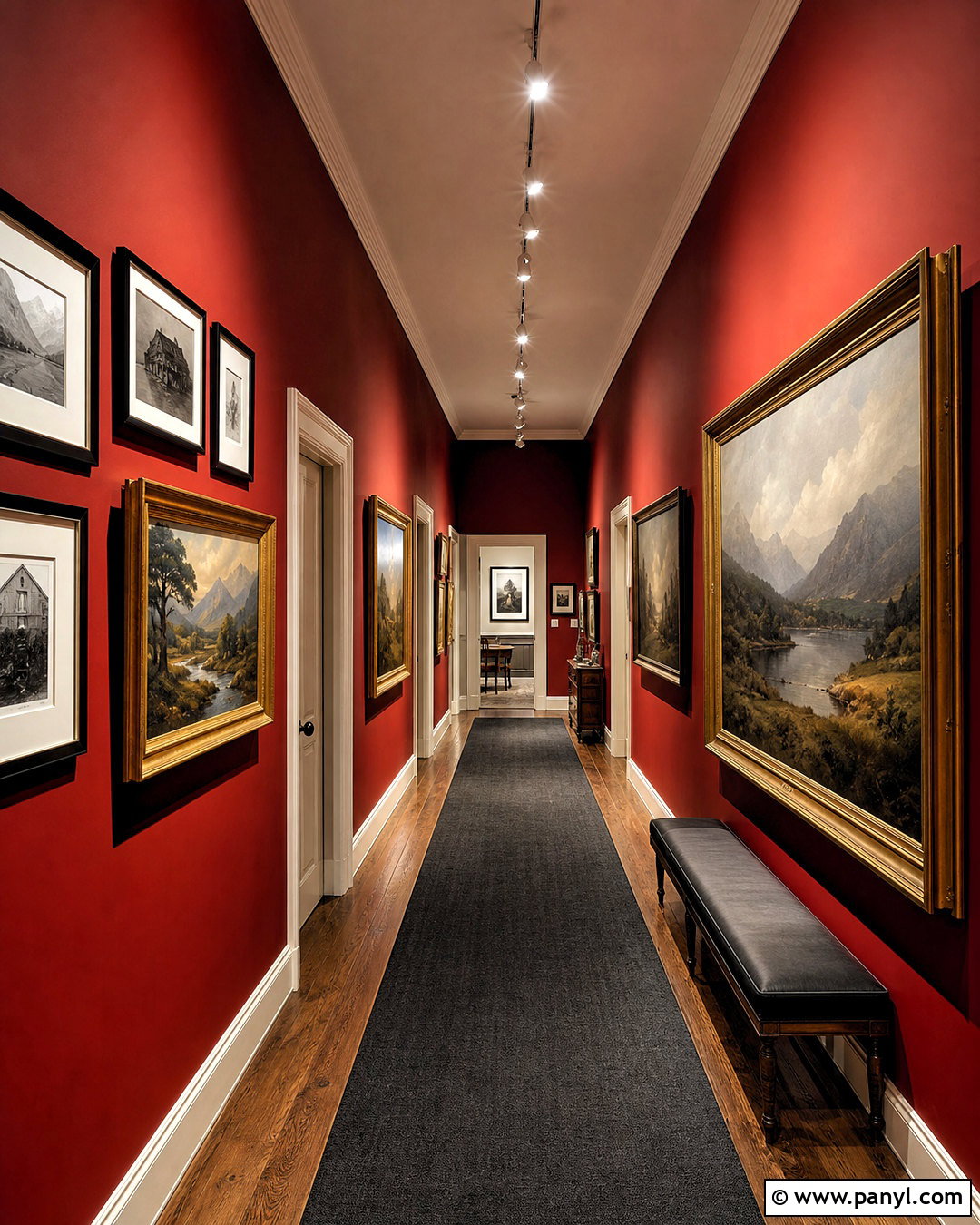 Red Gallery Hallway - 20 red hallway ideas