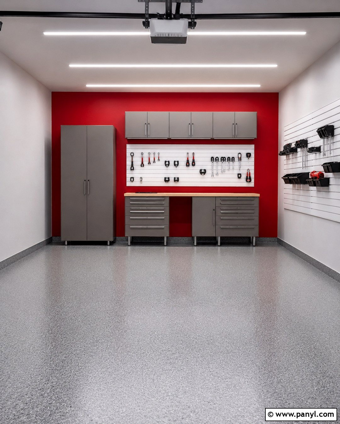 Red Garage Accent Wall With White Walls - 20 Red Garage Walls