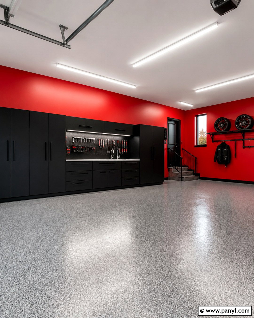 Red Garage Walls With Black Cabinets - 20 Red Garage Walls