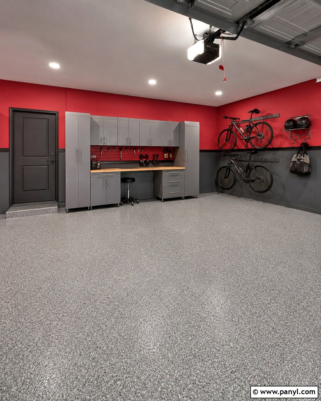 Red Garage Walls With Gray Lower Panels - 20 Red Garage Walls