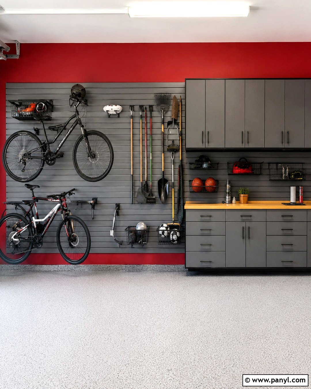 Red Garage Walls With Slatwall Storage - 20 Red Garage Walls