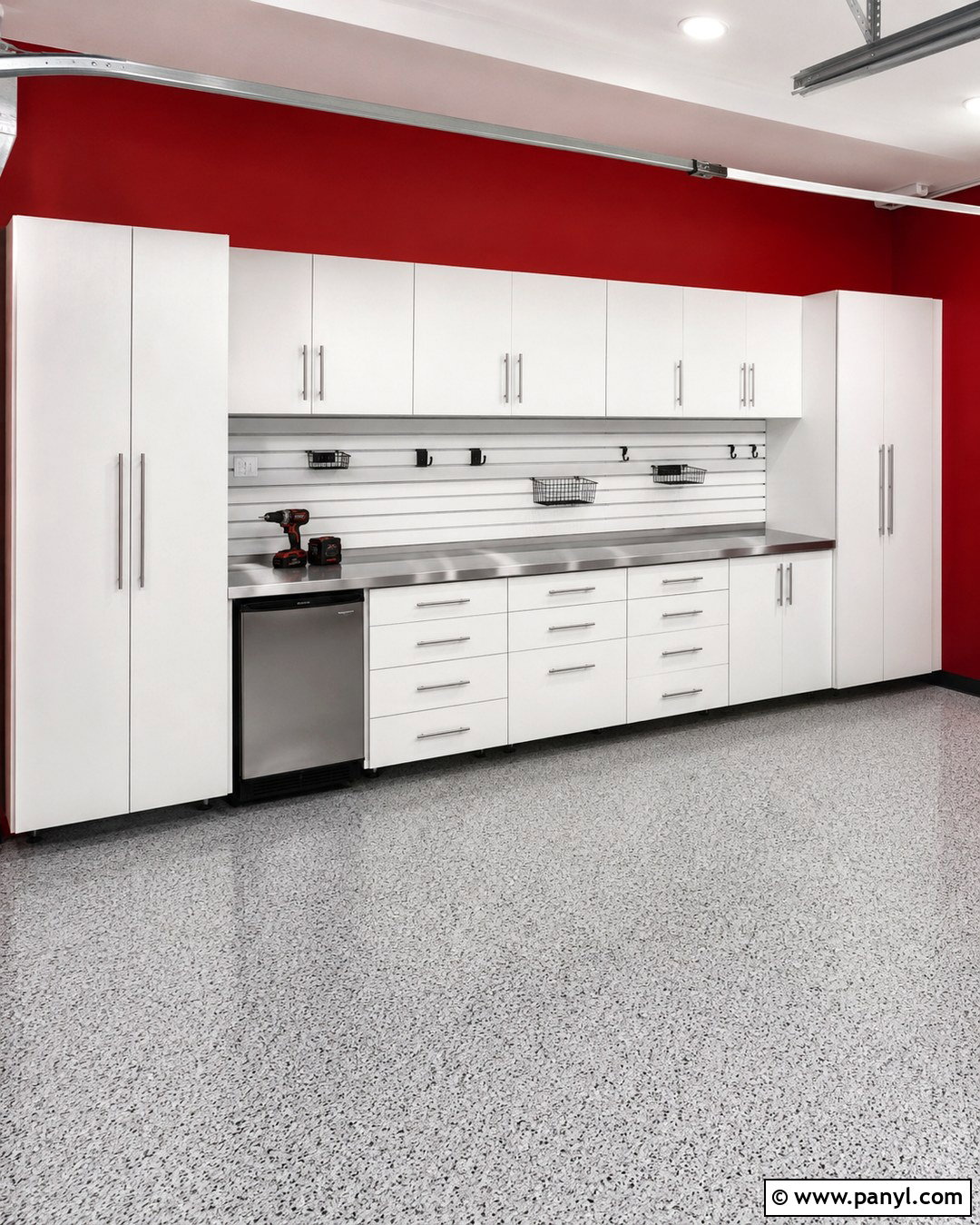 Red Garage Walls With White Storage - 20 Red Garage Walls