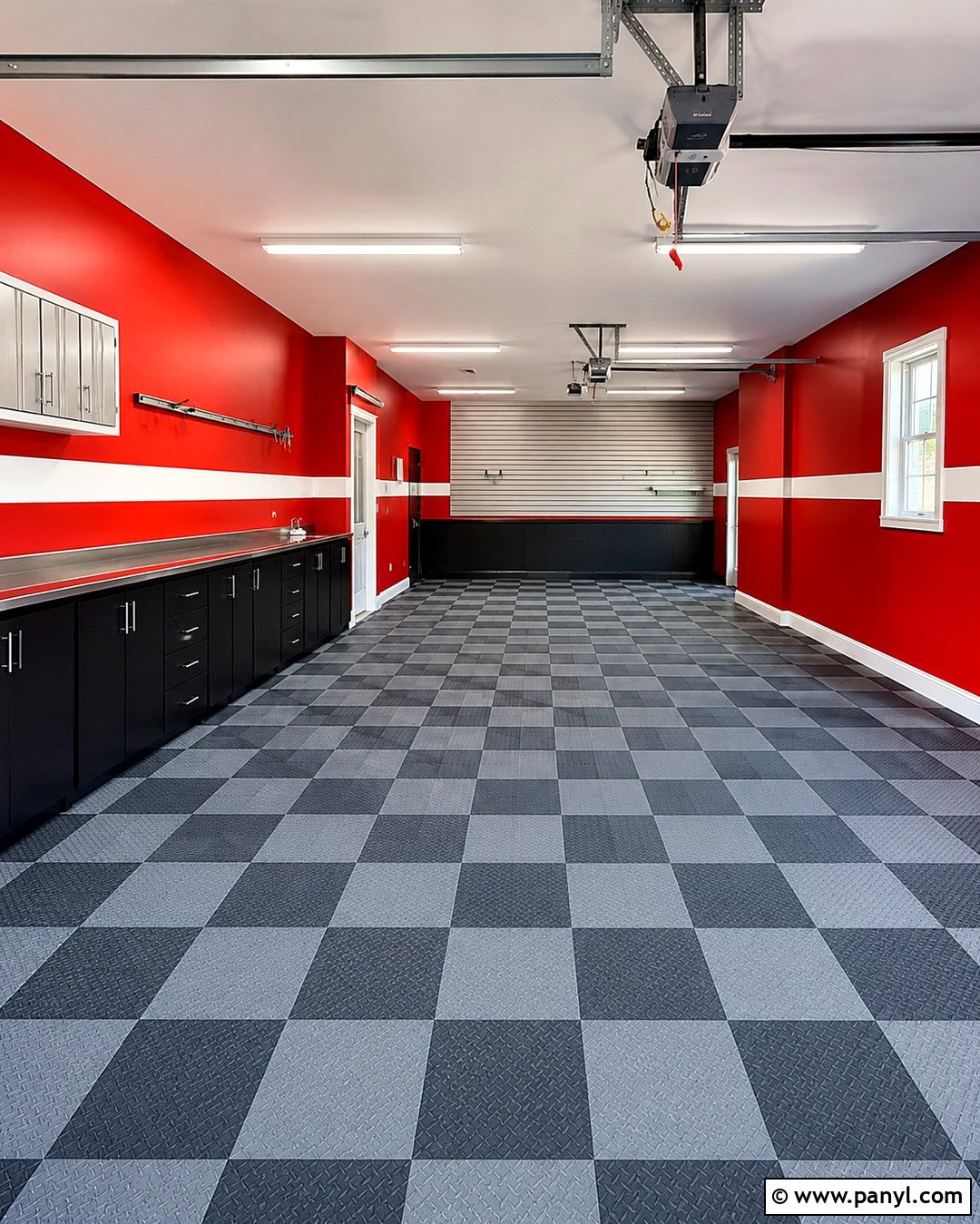 Red Garage Walls With White Stripe - 20 Red Garage Walls