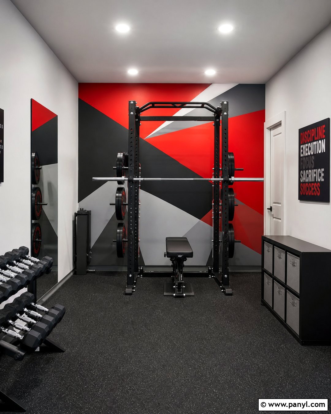 Red Geometric Accent Wall Gym - 20 Red Accent Wall Gym Ideas