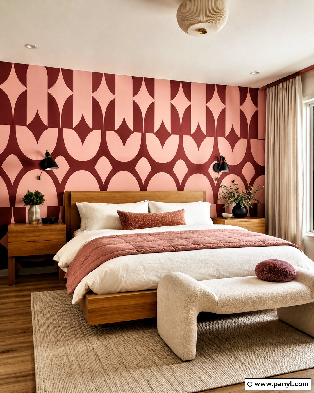 Red Geometric Bedroom - 20 modern red pattern ideas
