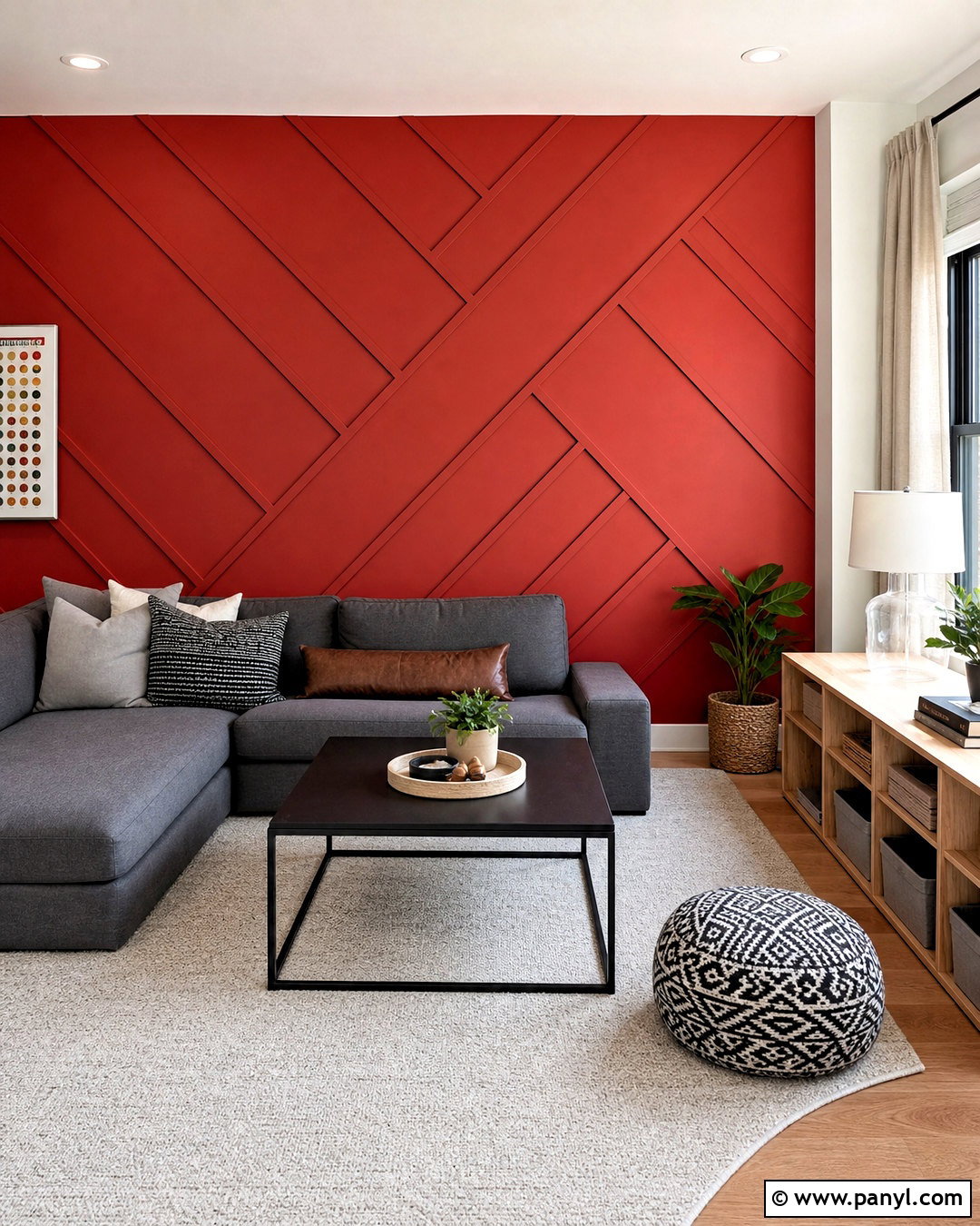 Red Geometric Textured Wall - 20 red wall texture ideas