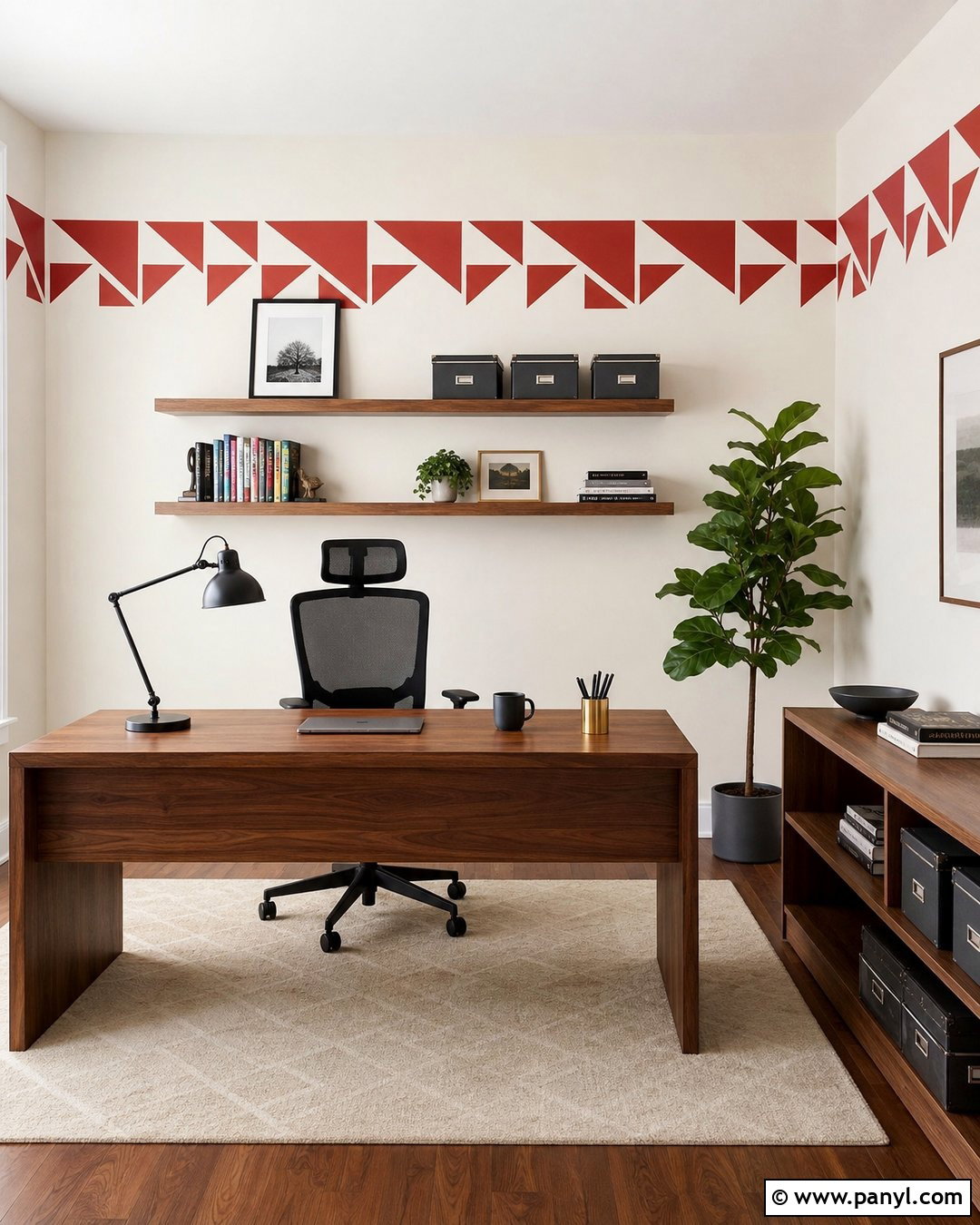 Red Geometric Wall Border - 20 Red Wall Border Ideas