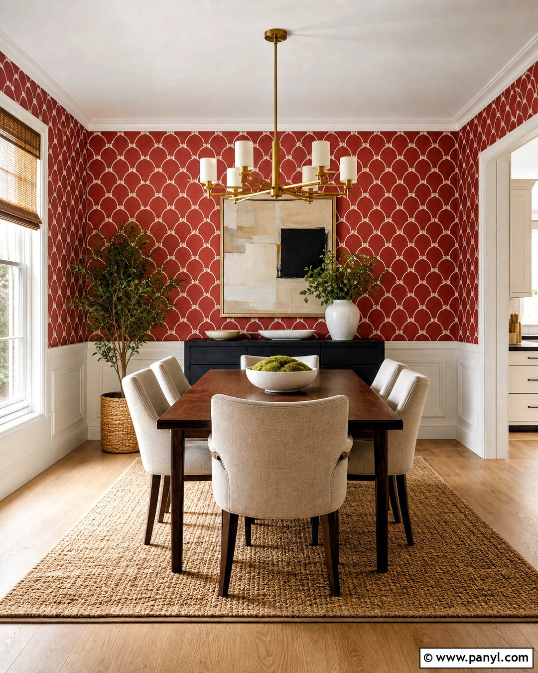 Red Geometric Wallpaper Dining Room - 20 red wallpaper pattern ideas