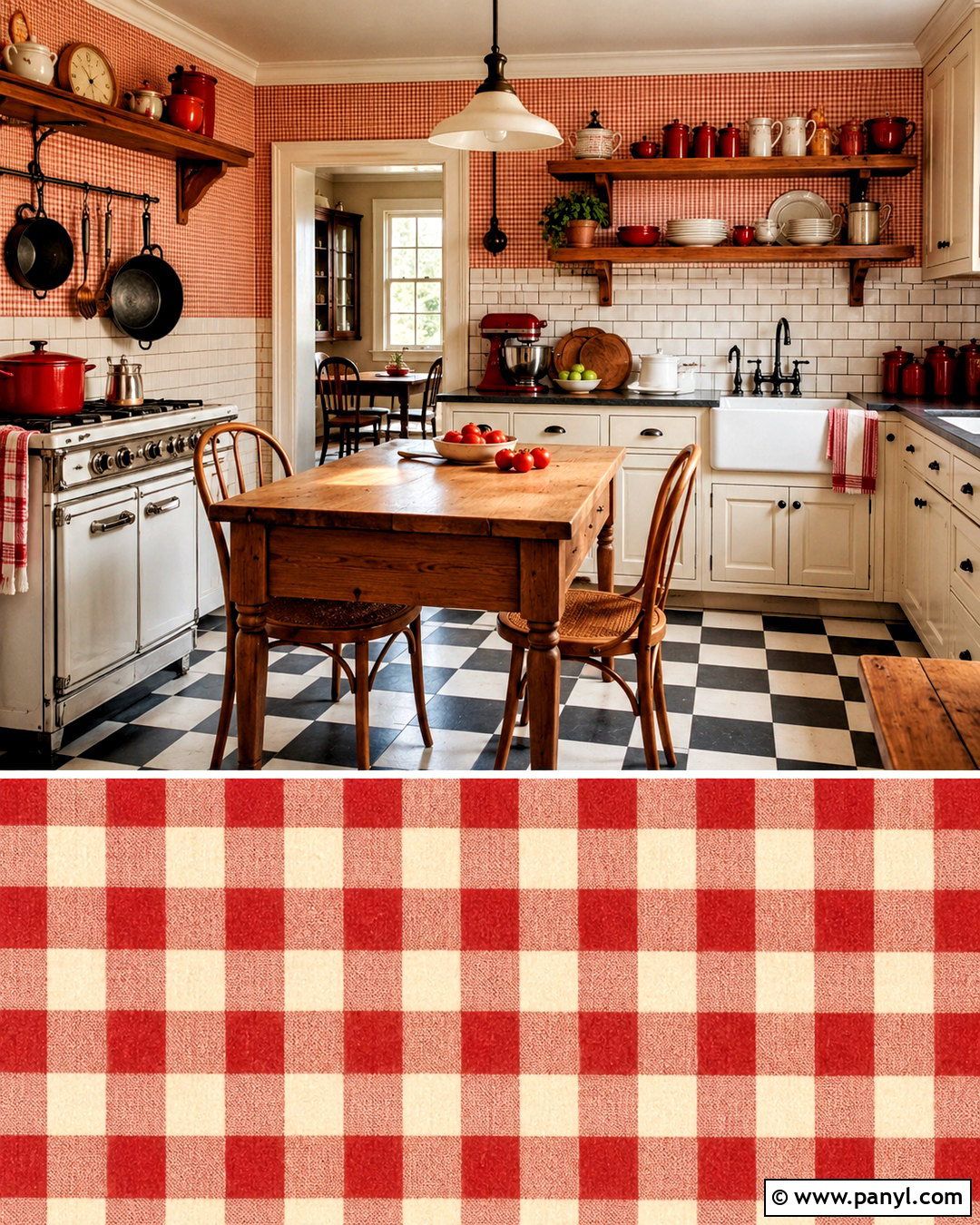 Red Gingham Wall Pattern - 20 Vintage Red Wall Pattern Ideas