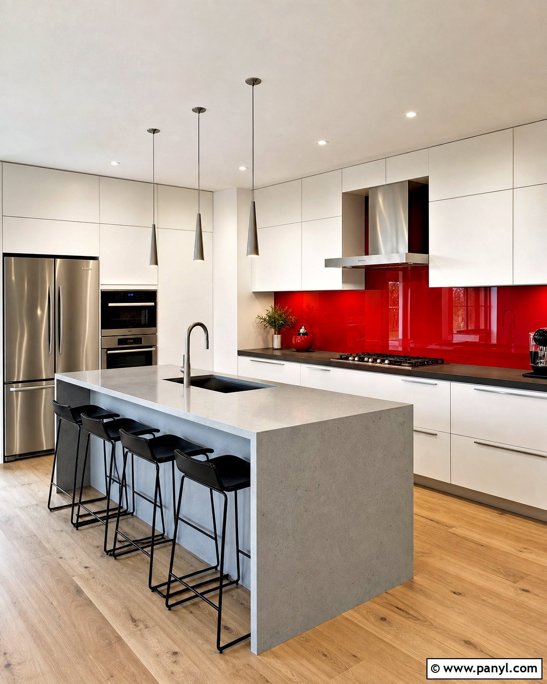 Red Glass Backsplash Kitchen - 20 red backsplash kitchen ideas