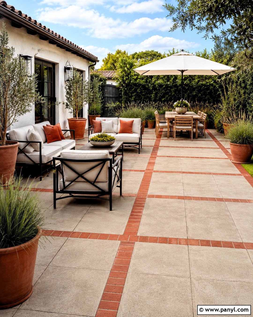 Red Grid Pattern Patio - 20 modern red pattern ideas