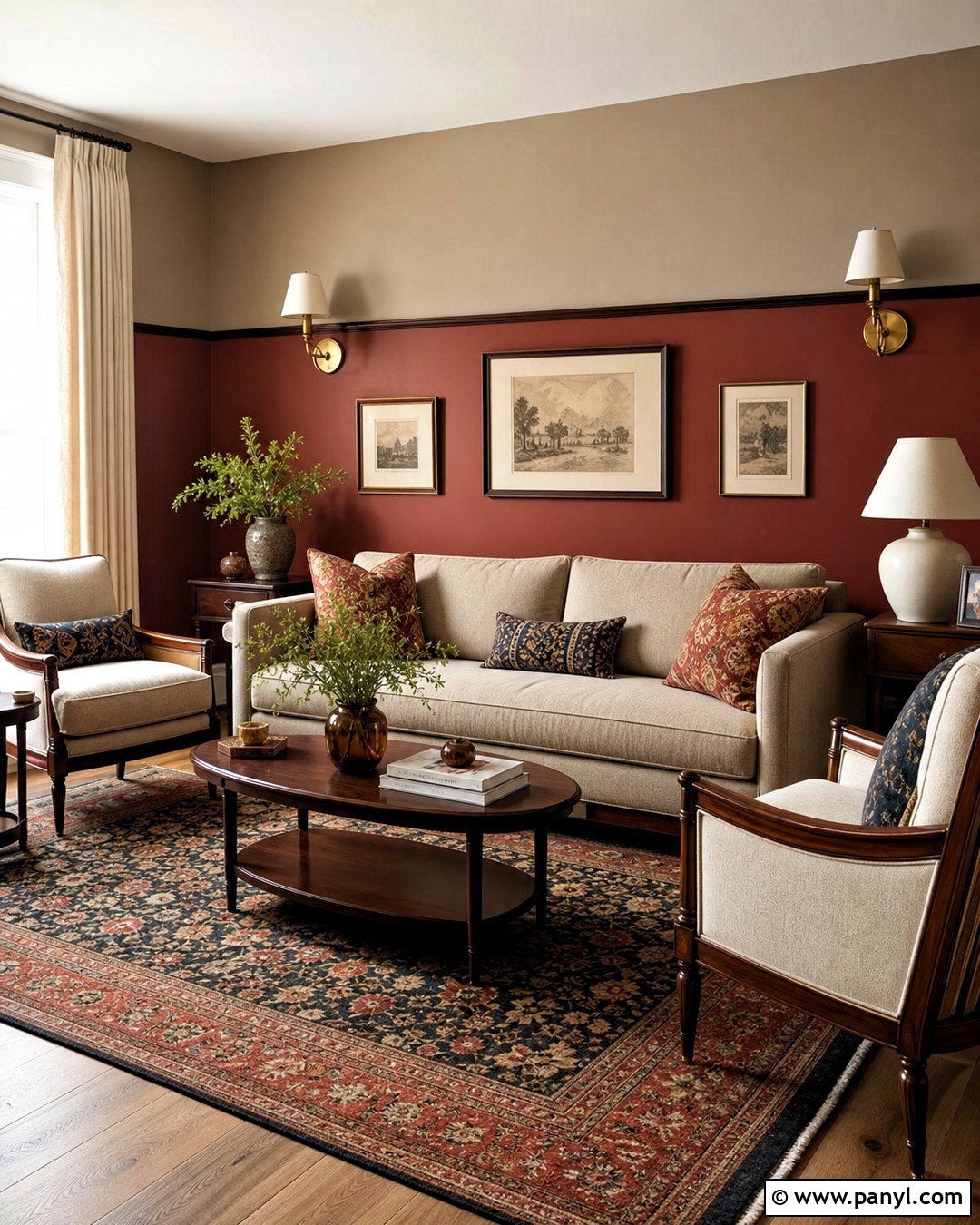 Red Half Painted Wall Living Room - 20 half painted wall living room ideas