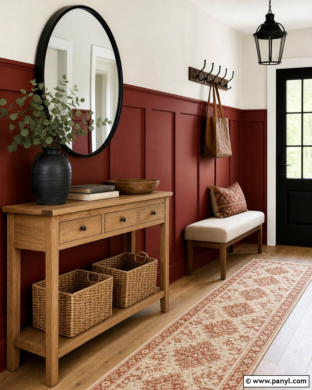 Red Half Wall With Wainscoting - 20 Red Wall Transformation Ideas