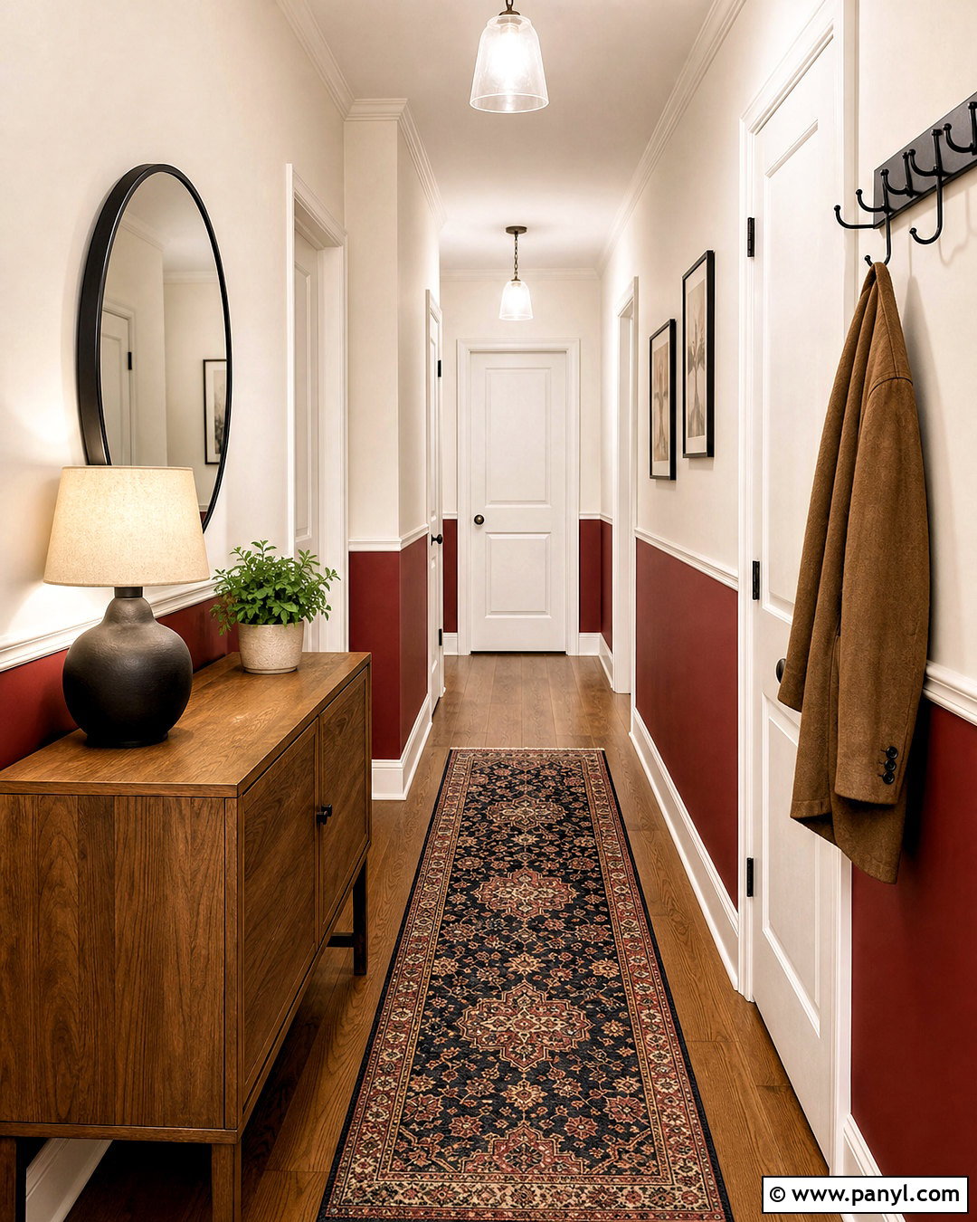 Red Half Wall With White Trim - 20 red wall painting ideas