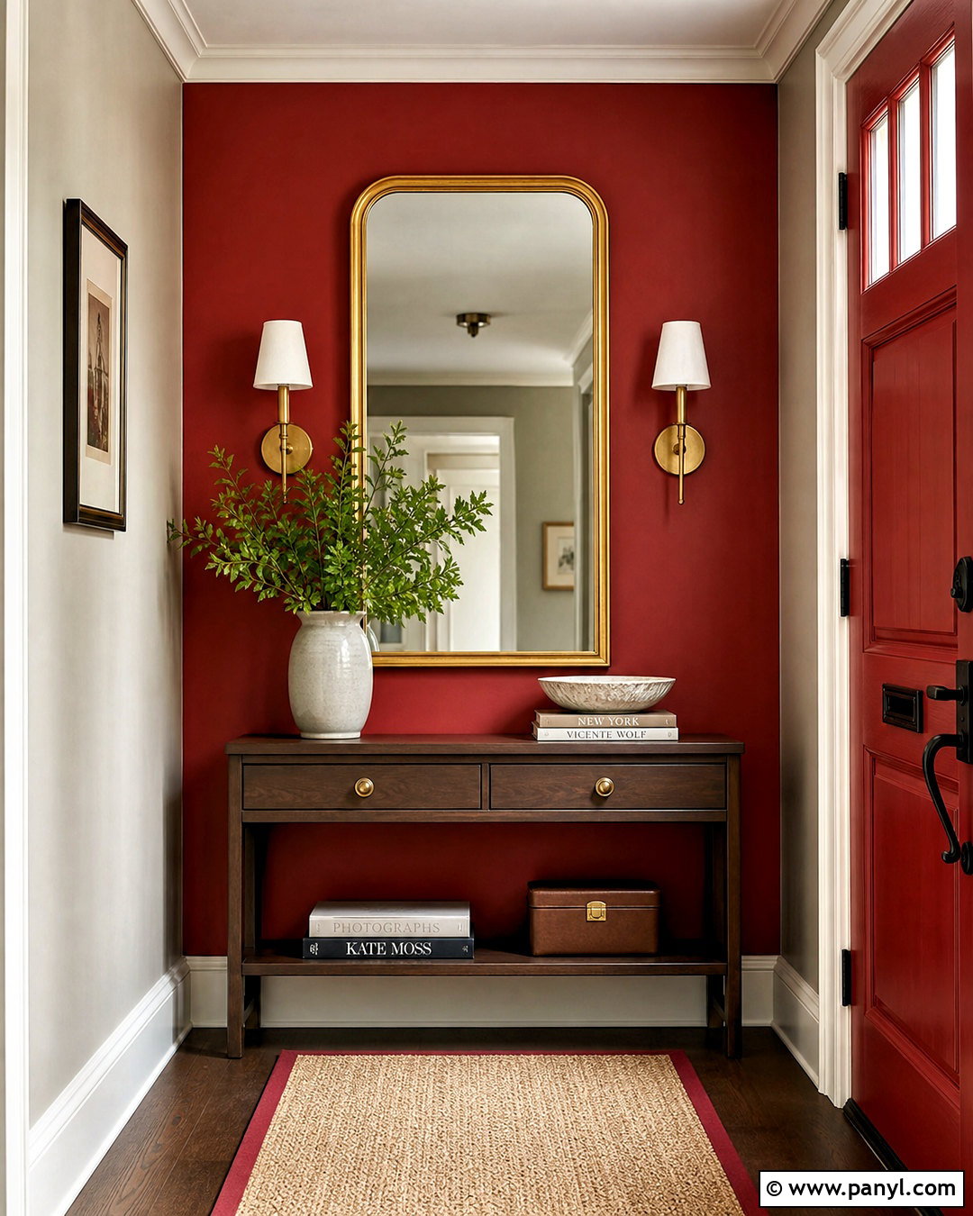 Red Hallway Console Area - 20 red hallway ideas
