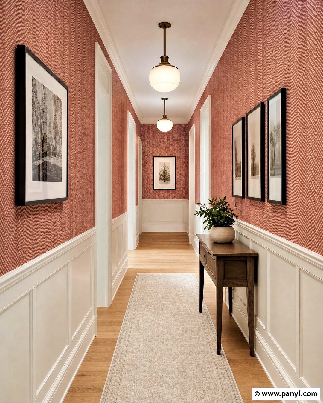 Red Herringbone Wallpaper Hallway - 20 red wallpaper pattern ideas