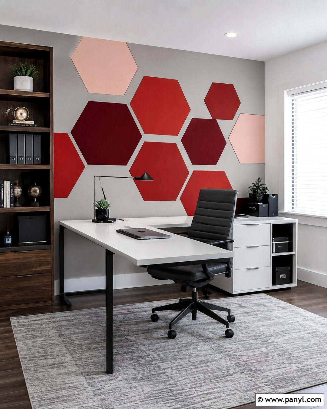 Red Hexagon Home Office Wall - 20 Geometric Wall Paint Red Ideas