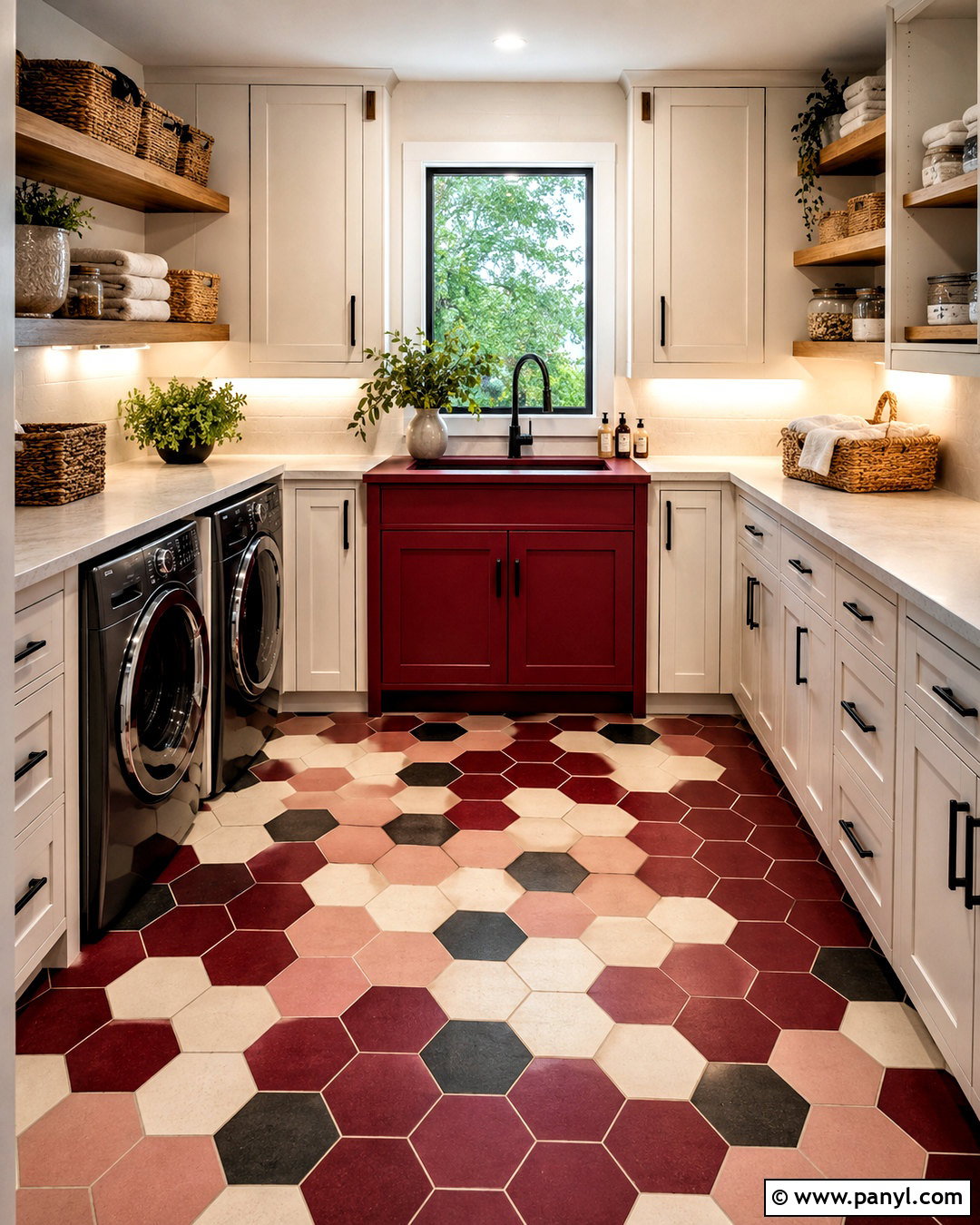 Red Hexagon Laundry Room - 20 modern red pattern ideas