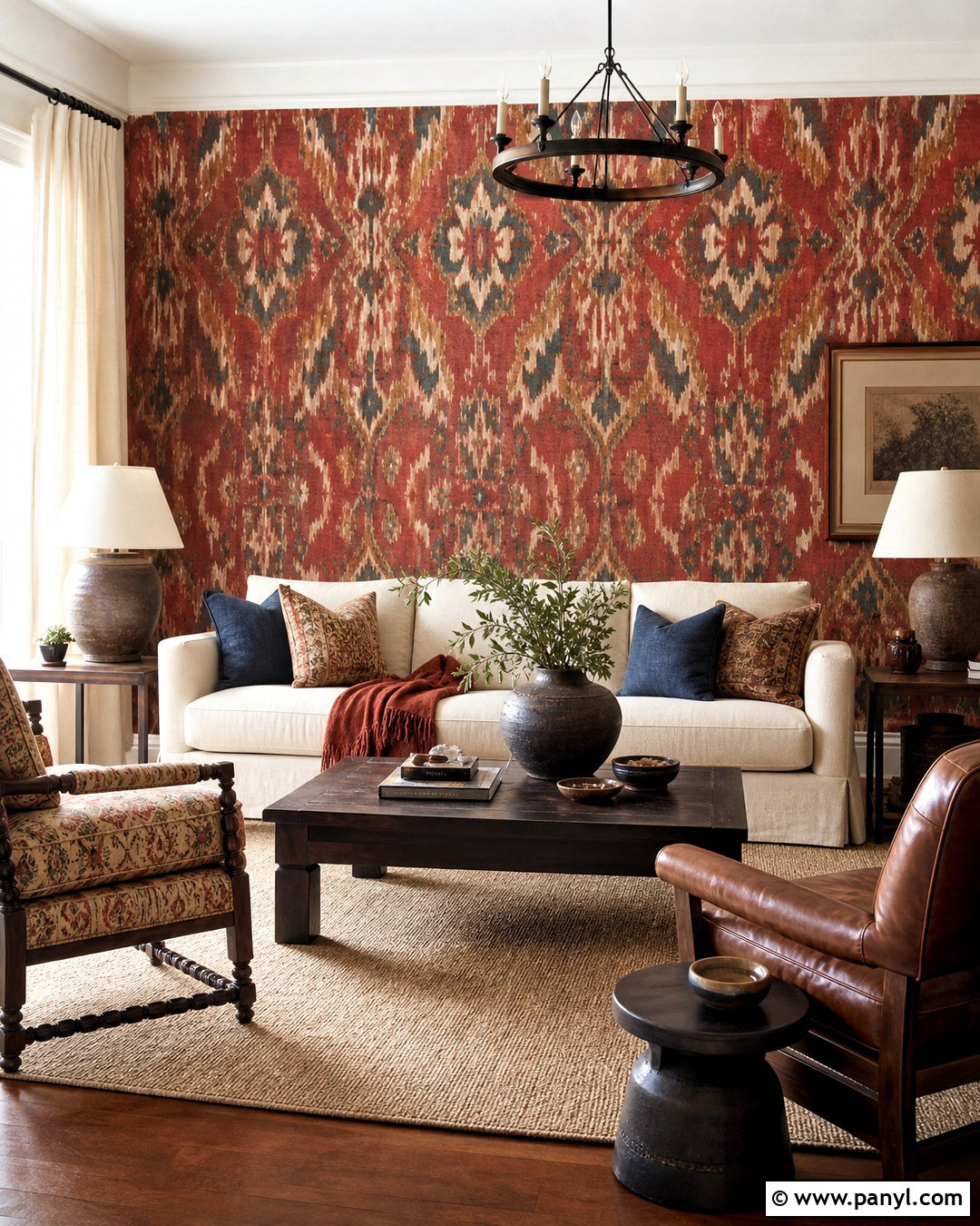Red Ikat Wallpaper Living Room - 20 red patterned background decor ideas