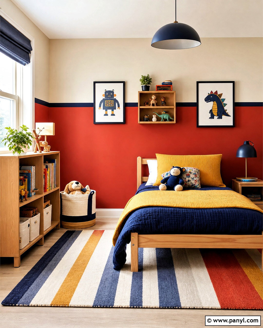 Red Kids Room Wall With Color Blocks - 20 red wall background ideas