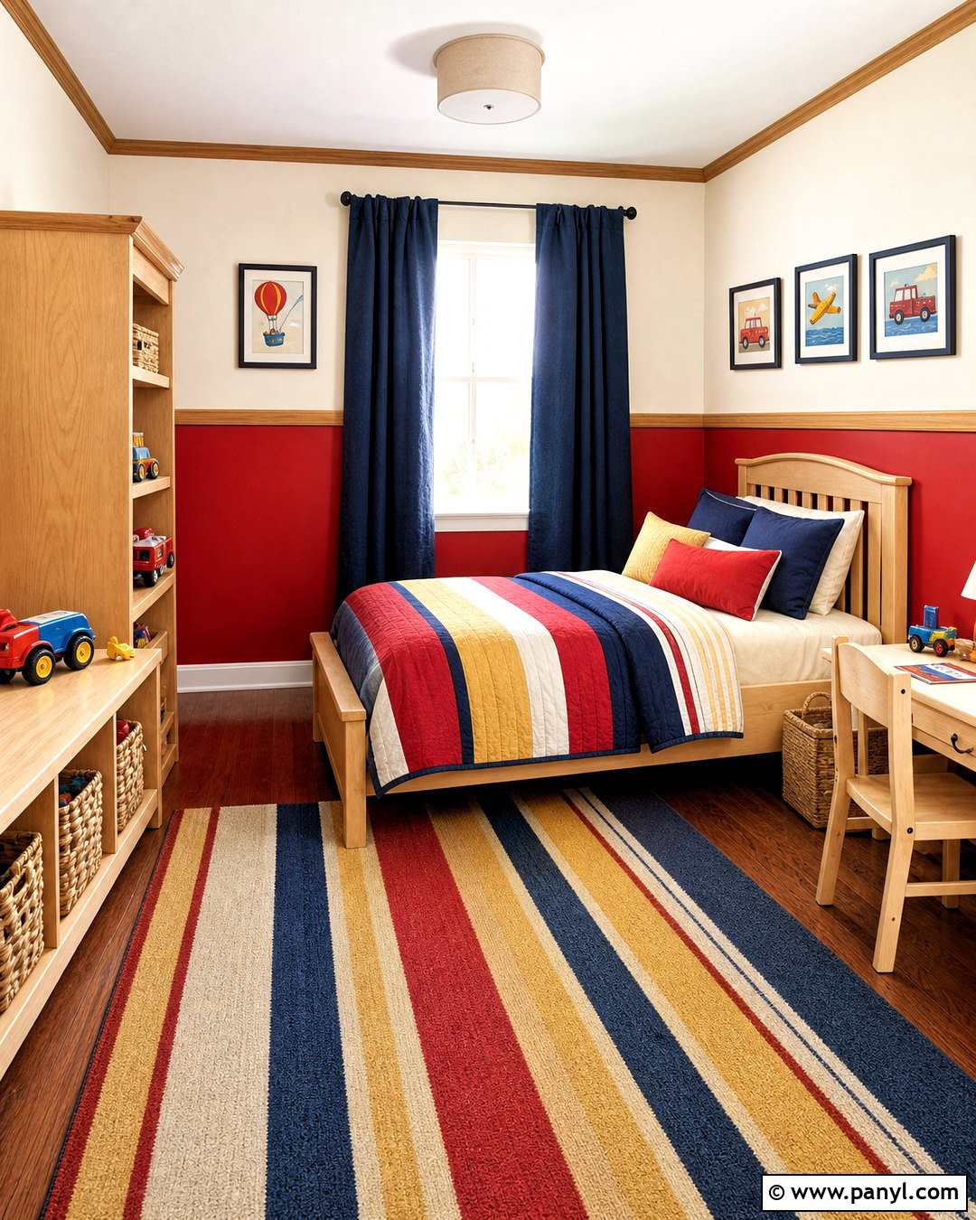 Red Kids Room With Natural Wood - 20 red house interior ideas