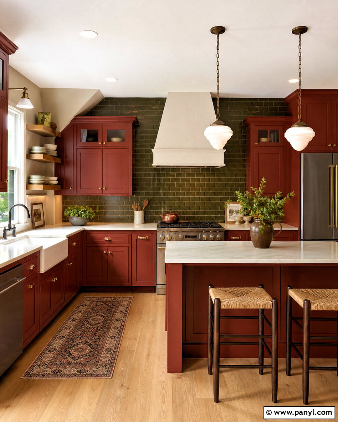 Red Kitchen Cabinets With Green Tile Backsplash - 20 green and red kitchen ideas