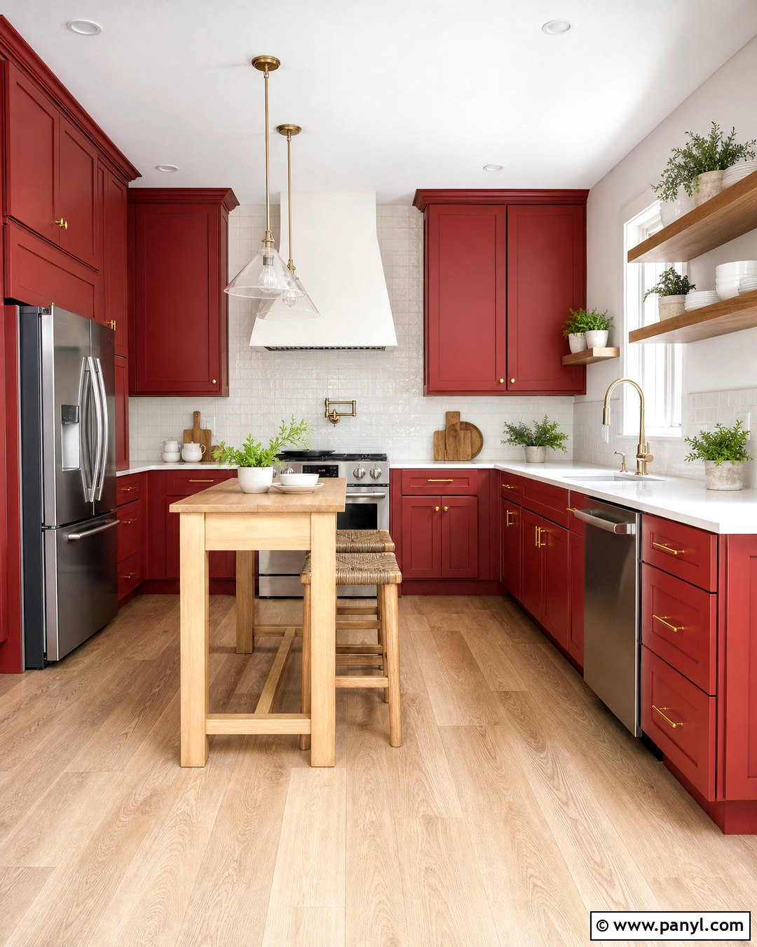 Red Kitchen Cabinets With White Countertops - 20 red house interior ideas