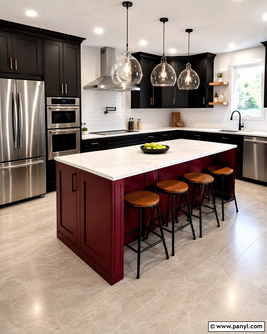 Red Kitchen Island With Black Cabinets - 20 black and red kitchen ideas