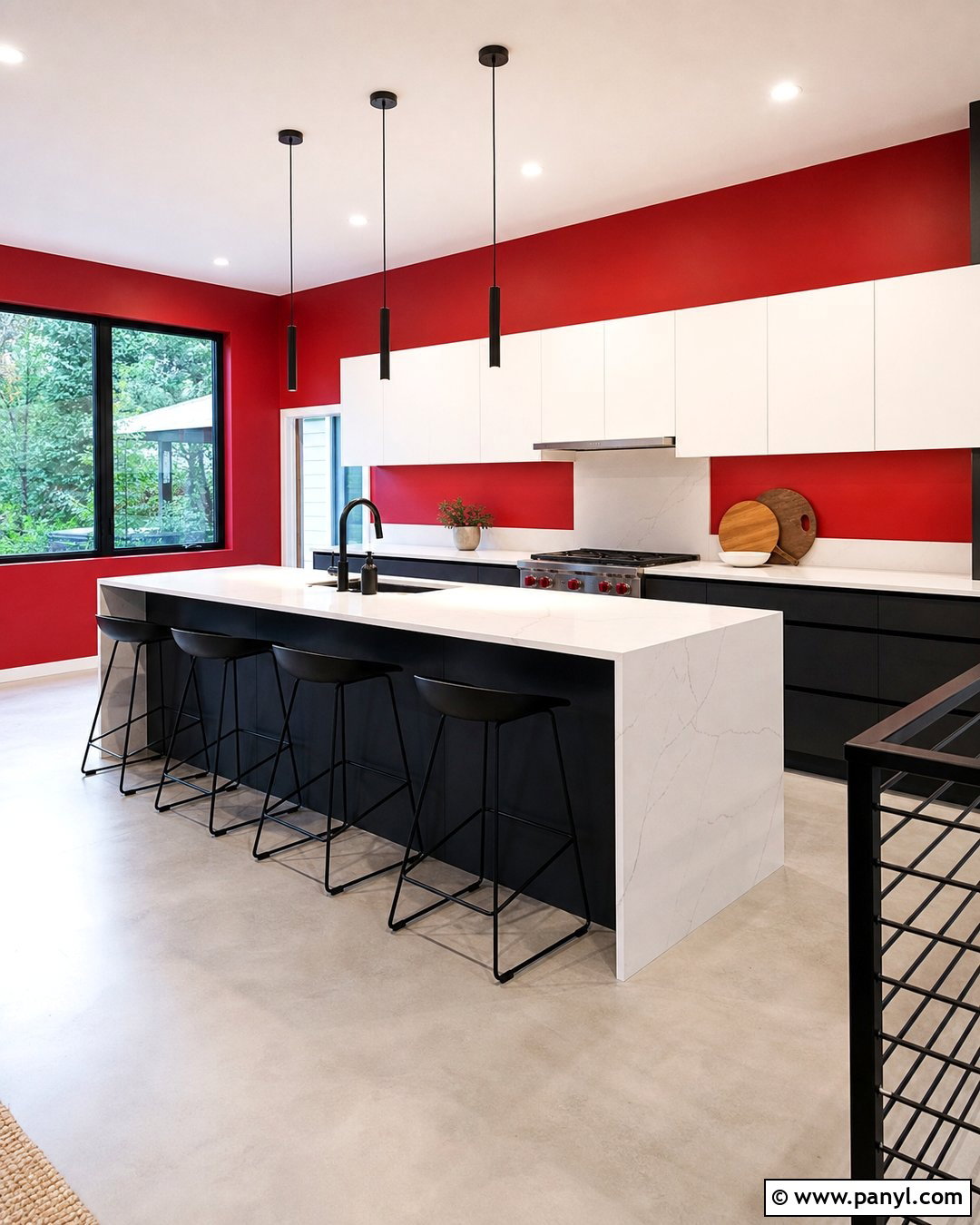 Red Kitchen Walls In A Modern Kitchen - 20 Red Kitchen Wall Color Ideas